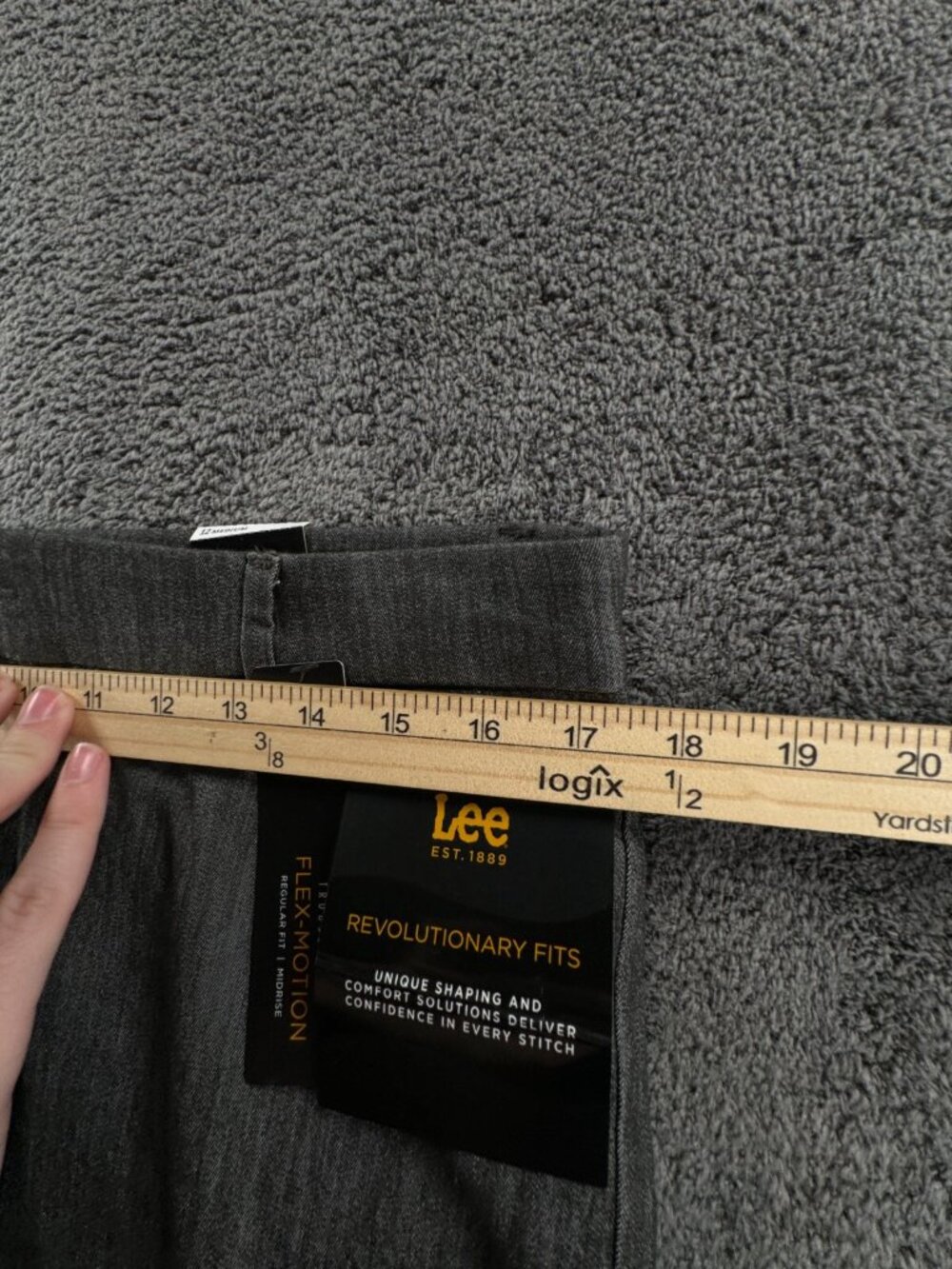 NWT Lee Women Flex Motion Trouser Pant Mid Rise Gray Size 12M Adult Stretch - Picture 8 of 11